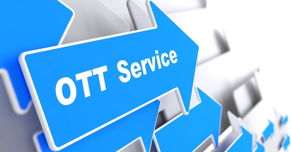 OTT Service. Information Technology Concept. Blue Arrow with 